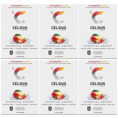 Celsius On-The-Go Zero Sugar Powder Stick Drink Mix 6 Pack
