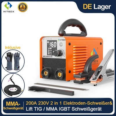 HITBOX 200A Mini ARC Schweißgerät DC 240V E-Hand MMA Schweißgerät &TIG-Brenner