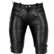 Men  s Leather Shorts Fetish Gay Casual Biker Shorts Front Zipper Clubwear