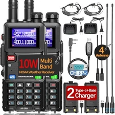2x Baofeng AR-5RM 10W Multi Band AM FM NOAA Ham Radio Walkie Talkie Full Pro Kit
