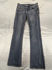 L.A. Idol USA Women’s Size 9 Crystal Embroidered Bootcut Jeans Dark Wash Y2K