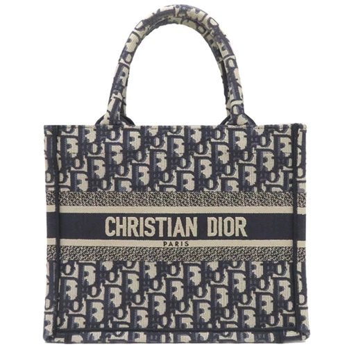Sac fourre tout Dior Christian livre petite toile bleu marine oblique occasion HOUB 0