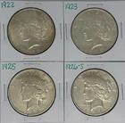 1922 1923 1925 1926-S Peace Dollar Lot of 4 (717)