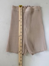 House of CB Beige Ribbed Knit Shorts with Back Zipper - Size S
