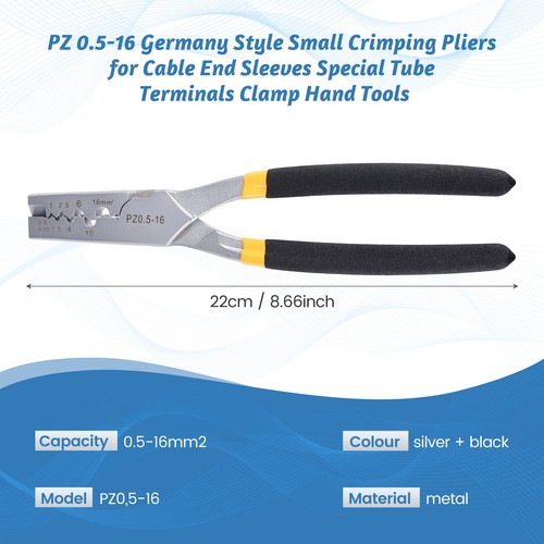 PZ 0.5-16 Germany Small Crimping Pliers for Cable End Sleeves Special Tube6333 - Afbeelding 7 van 7