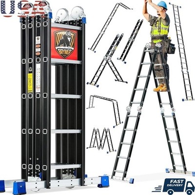 7-in-1 Multi Position Aluminum Ladder Heavy Duty Folding Ladder Home Use