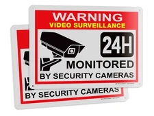 iSYFIX Video Surveillance Sign – 2 Pack Reflective Silver 10x7 Inch –CCTV Sec...
