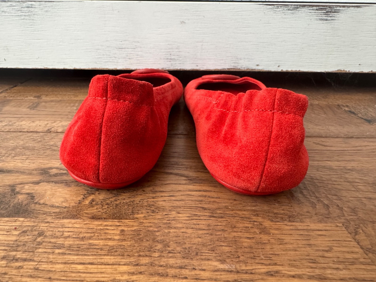 Tory Burch Ruby Red Suede Minnie Travel Ballet Flat Logo Women's Size 5 thumbnail 6