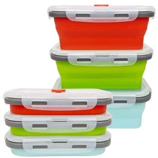 Set of 3 Collapsible Food Storage Containers Collapsible Silicone Bowls, Sili...