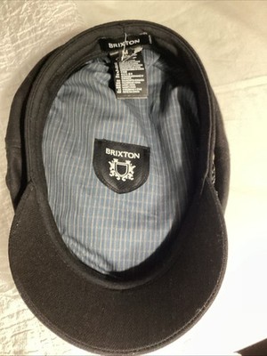 Brixton Fiddler Cap Black with Striped Lining - Medium