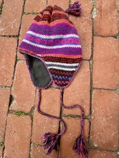 EUC FREE PEOPLE COZY LAMBSWOOL KNIT TRAPPER HAT MULTICOLOR BOHO RAINBOW BEANIE