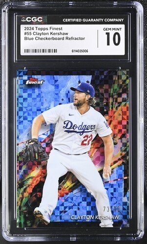 2024 Finest #55 Clayton Kershaw Blue Checkerboard Refractors #/99