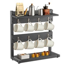 Space Coffee Mug Rack Large Wall Mounted Cup Holder Home Coffee Bar Station