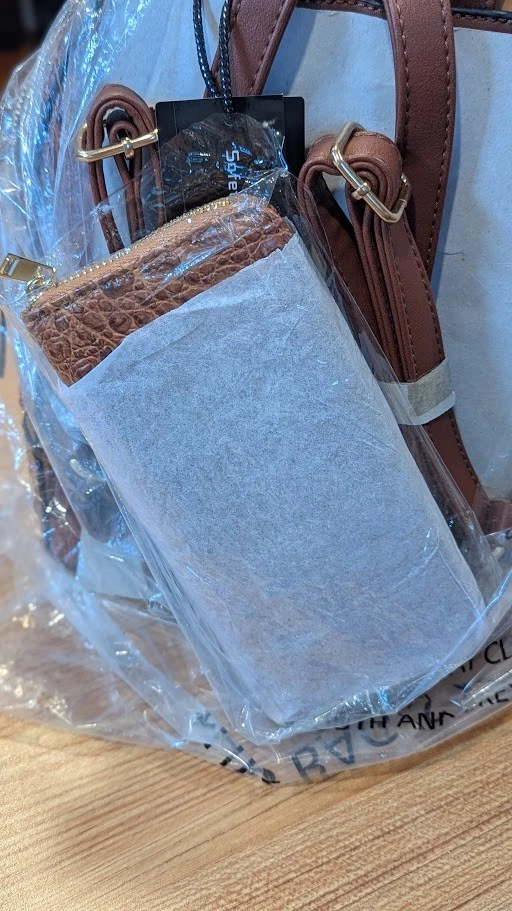 NUEVO Bolso de Mano Diophy Para Mujer Cuero Vegano Marrón con Cartera a Juego ((Nunca Usado)) Foto 3 de 4