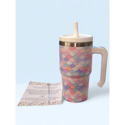 The Mum Crew Crewcup 20oz Kids Stainless Steel Tumbler Mermaid Scales Pink