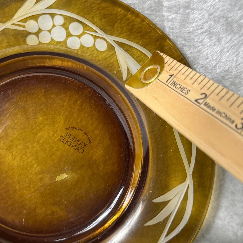 Yankee Candle Ámbar Grabado Vidrio Vela Plato Cargador Decorativo Otoño Decoración del Hogar Foto 4 de 4