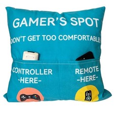 Gamer Gifts, Pocket Design Throw Pillow Covers 18 x 18 Inch, Gaming Room Blue