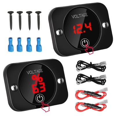 2PCS DC 12V 24V Digital Voltmeter,  Voltmeter Auto mit Überlastschutz, Batter...
