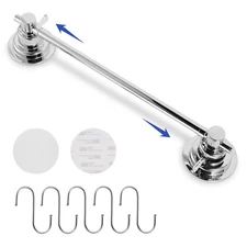 SLIIMU Suction Cup Towel Bar for Shower with 5 Hooks, 17-28 Inch Adjustable S...