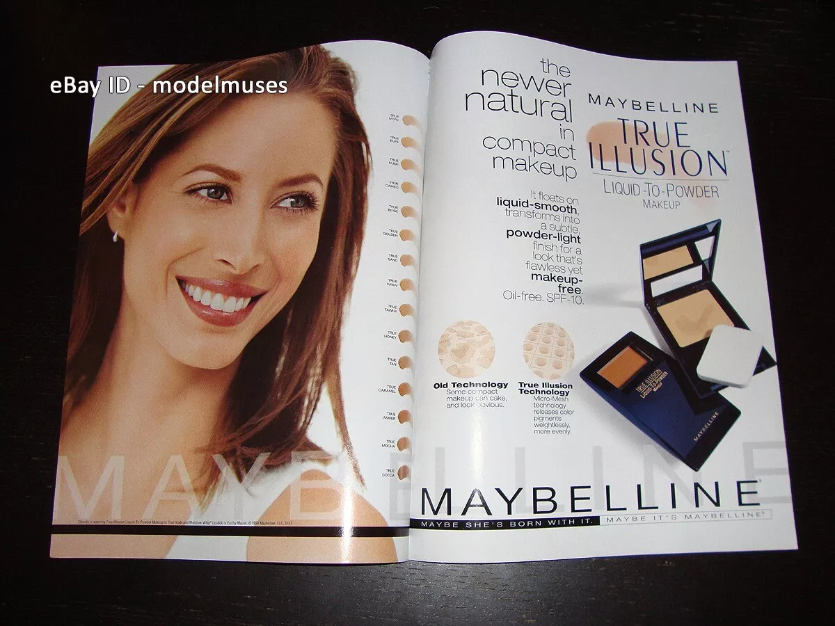 vintage MAYBELLINE Cosmetics 2 Page Magazine PRINT AD 1999 CHRISTY