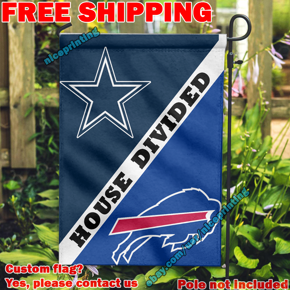 Dallas Cowboys vs Buffalo Bills House Divided Garden Flag 12x18" NFL