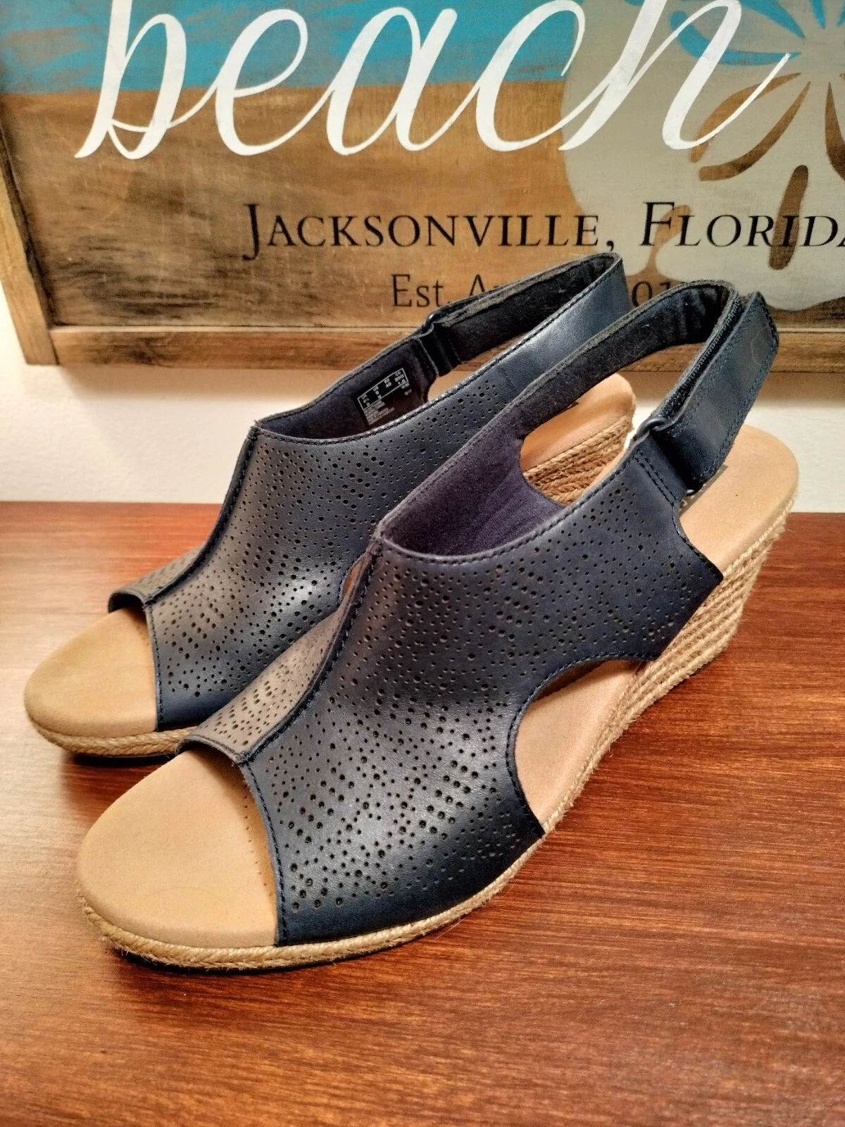 Sandali donna Clarks Lafley Rosen taglia 9 colore navy affascinanti infradito