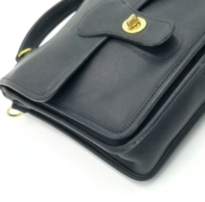 Coach Vintage Black Leather Crossbody With Turnlock Closure