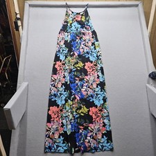 Lucy & Laurel Women's Medium Black Floral String Long Summer Dress