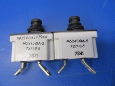 Klixon Circuit Breaker 5 Amp P/N MS24510A-5 LOT OF 2 (0318-274)