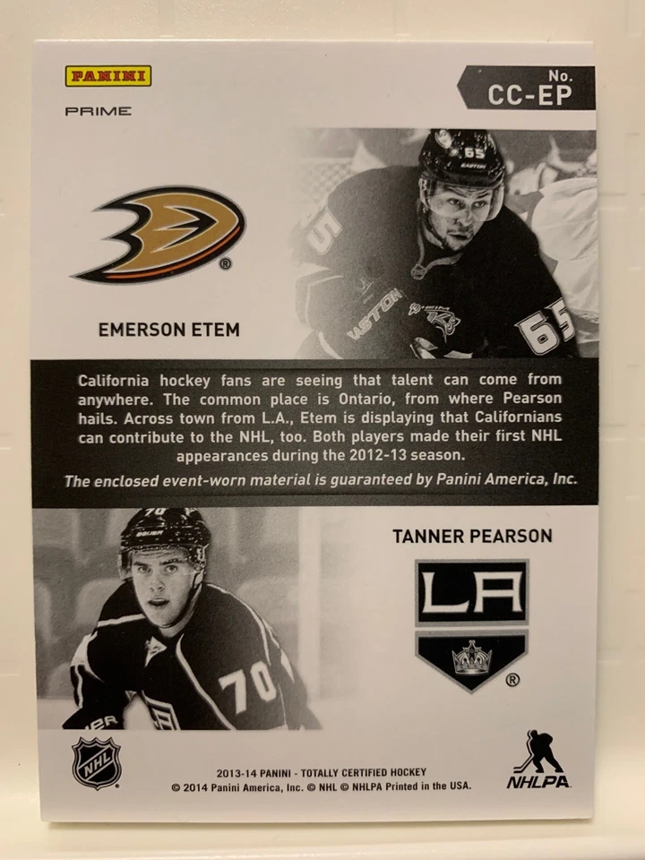 2013-14 Totally Certified Competitors Dual Jersey Blue Prime Etem/Pearson #16/50 - Image 2 of 2