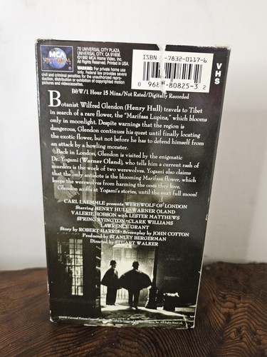 Werewolf of London-Universal Monsters-Henry Hull-Warner Oland VHS Tape - Picture 3 of 10