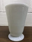 Vintage Large White Milk Glass Basket Weave Vase 8.5” Tall X 6” Diameter