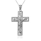 Sterling Silver Filigree Crucifix Cross DC Pendant Necklace