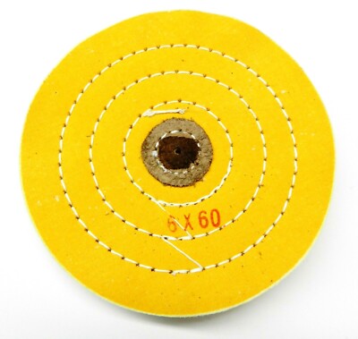 6 x 60 ply Muslin Polishing Buffing Wheel Yellow Treated 6'' Jewelry Polish Buff