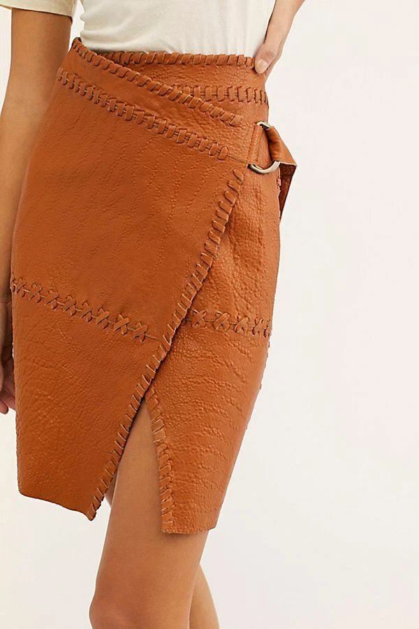 Falda Free People Nueva con Etiquetas Talla 26 Cuero con Cinturón Nueva Foto 2 de 4