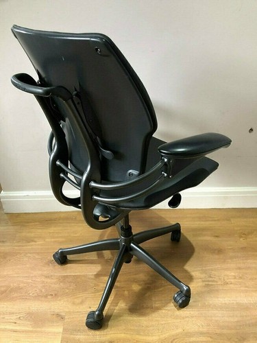 BLACK LEATHER HUMANSCALE FREEDOM ERGONOMIC OFFICE TASK CHAIR - Picture 6 of 10
