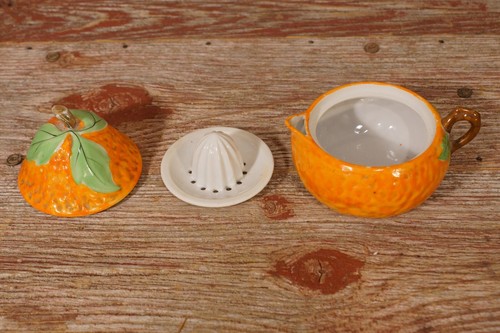 Vintage Mid Century Modern Figural Orange Reamer Juicer 3 Piece Dish Japan - Picture 3 of 14
