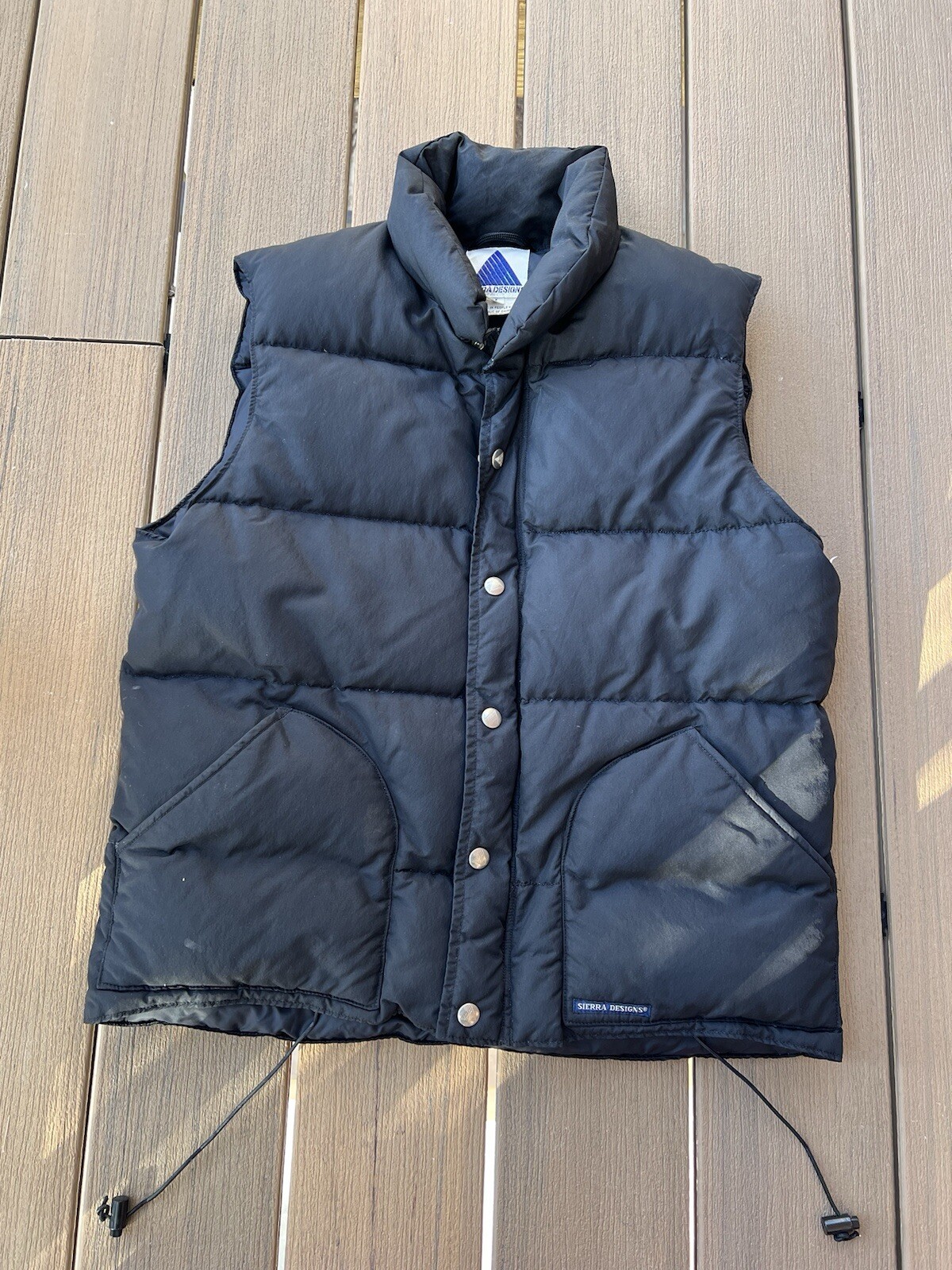 Sierra Designs Goose Down Puffer Vest Mens Medium Black Puffer Snap Zip 90s