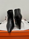 HERMES BLACK CALF LEATHER POINTED TOE PULL ON LOW WEDGE ANKLE BOOTIES SIZE 39 — photo 3