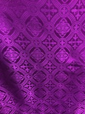 MAGENTA LITURGICAL CROSS BROCADE FABRIC 60 in. Sold By The Yard