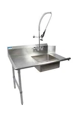BK Resources 48" Soiled Straight Dishtable Left Side w/ Pre-Rinse Faucet