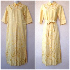 VTG 1960s Brocade ROBE Zip Front Belted Dressing Gown Asian Style Hostess Lounge