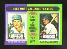 1975 Topps SET BREAK #190 MVPs 1952 BOBBY SHANTZ/HANK BAUER EXMINT+ (SB2)