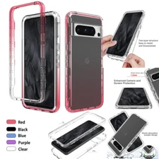 2in1 Clear Gradient TPU Phone Case For Google Pixel 10 Pro XL 9 Pro 8A 7A 6A 6