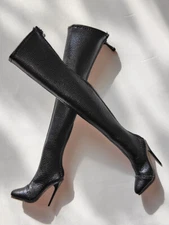 1/6 Female Black PU Sexy Knee High Heels Boots Shoes For 12"PH TBL Figure Model