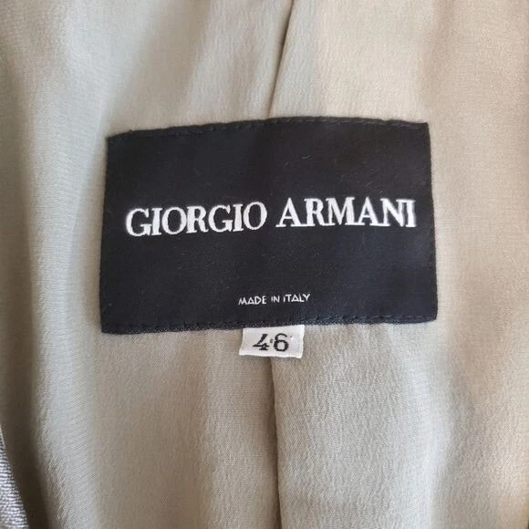 GIORGIO Armani шелковый блейзер женщин 46 США 10 Серебряный французский манжеты рукав - Изображение 3 из 4