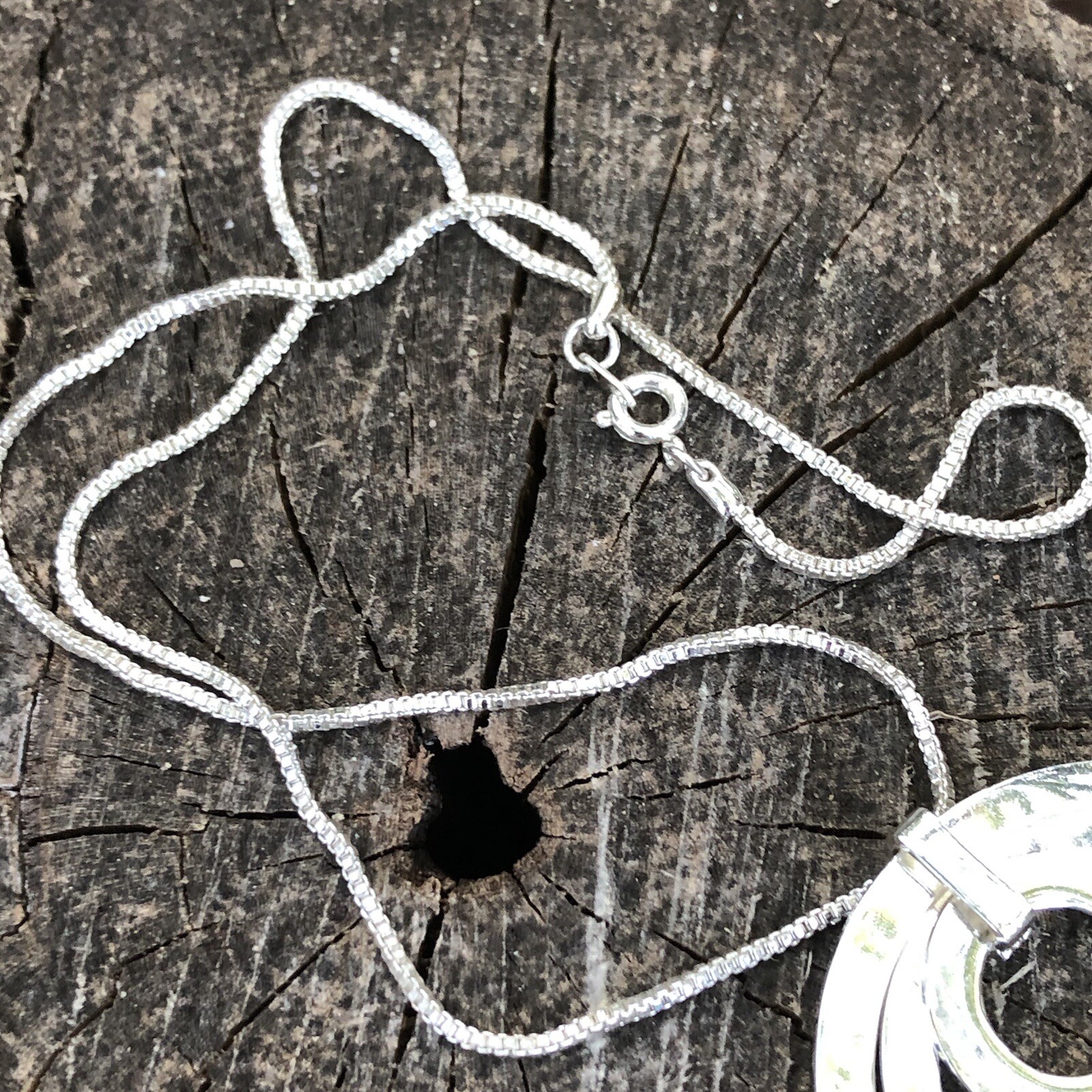 Triple Circle Loop Statement Silver Bold Necklace… - image 5