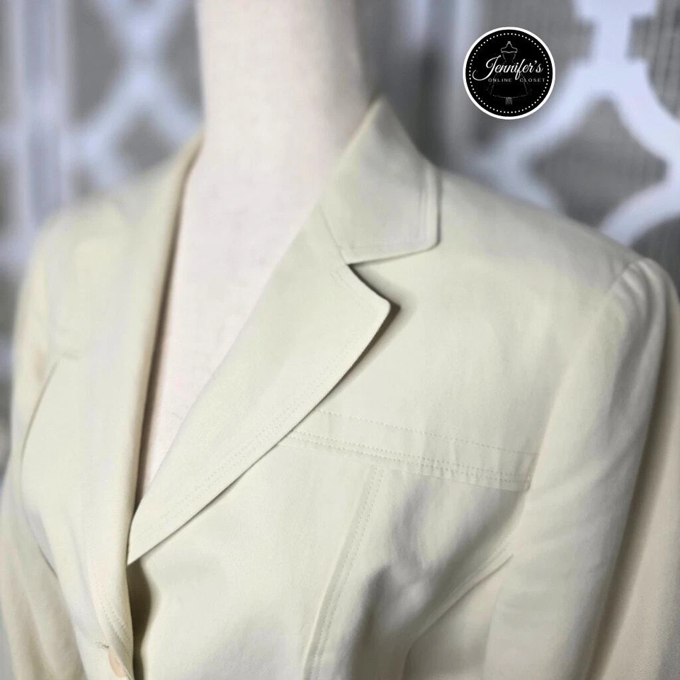 Blazer Talbots Petites Crema Italiano Mezcla de Lino Cinturón Talla 12 Foto 2 de 4