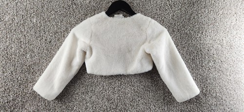 Rare Too Girl's Shrug White Faux Fur Cropped Jacket Bolero Girl's Size 6 - Picture 7 of 9