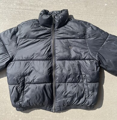Women's True Religion Slim Puffer Black Jacket Size Medium